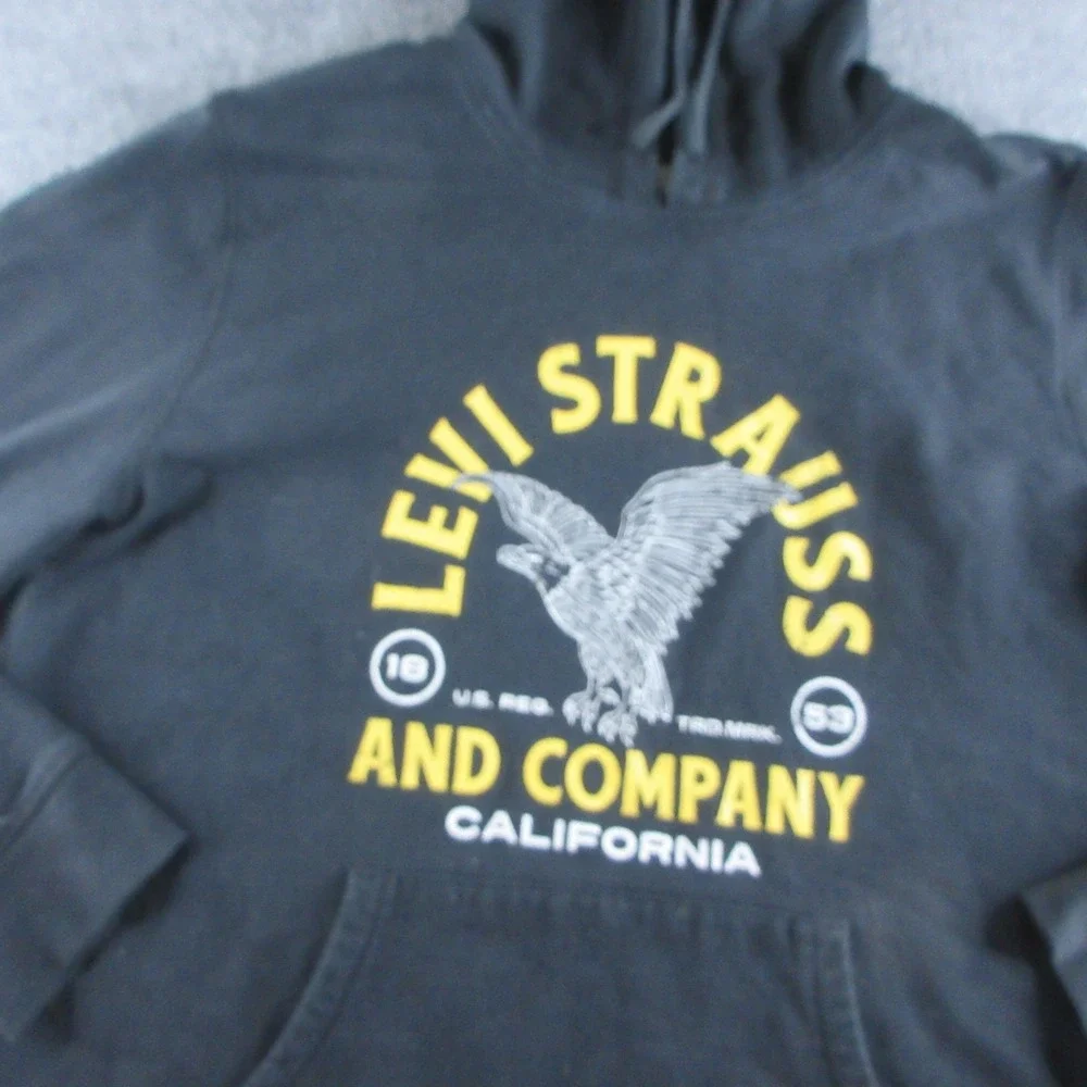 Levis Hoodie Mens‎ XL Black Pullover Kangaroo Pocket Eagle Graphic Sweatshirt